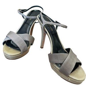Kate Spade Taupe and Olive Green Strappy Heels Size 7